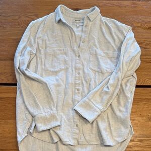 Madewell Oversized Gray Flannel Button-Up Shirt